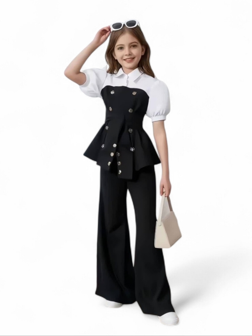 #6098 Black Wide-Leg Pants - Classic  Trousers Size XS